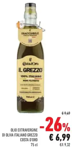 Conad Superstore Olio extravergine di oliva italiano grezzo COSTA D'ORO offerta