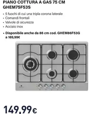 Electroline PIANO COTTURA A GAS GHEM75F53S