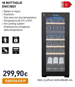 Unieuro Electroline 18 BOTTIGLIE EWC18D1 offerta
