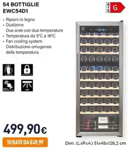Unieuro Electroline 54 BOTTIGLIE EWC54D1 offerta