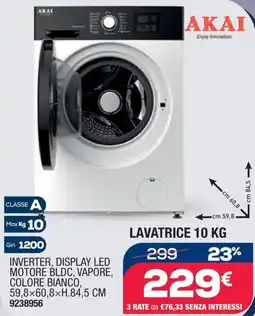 Bricofer Inverter, display led motore bldc, vapore, colore bianco AKAI offerta