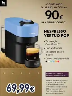 Unieuro Nespresso vertuo pop offerta
