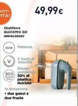 Unieuro KENWOOD Sbattitore QUICKMIX GO HMP40.000GY offerta