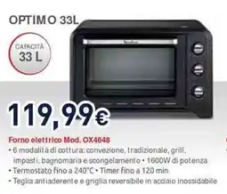 Unieuro Moulinex optimo Forno elettrico Mod. OX4648 offerta