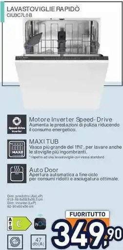 Unieuro CANDY LAVASTOVIGLIE RAPIDÒ CIU3C7L0B offerta