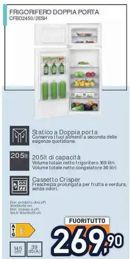 Unieuro CANDY FRIGORIFERO DOPPIA PORTA CFBD2450/2ESH offerta