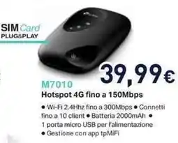 Unieuro tp-link sim card plug&play hotspot 4G fino a 150mbps offerta