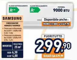 Unieuro SAMSUNG CONDIZIONATORE MONOSPLIT FAR09MLB offerta