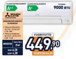 Unieuro MITSUBISHI ELECTRIC CLIMATIZZAZIONE CONDIZIONATORE MONOSPLIT KIT MSZHR25VF offerta