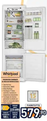 Unieuro Whirlpool FRIGORIFERO COMBINATO DA INCASSO WHKN3253B4E offerta