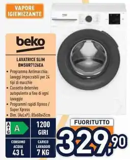 Unieuro beko LAVATRICE SLIM BMSUR7126EA offerta