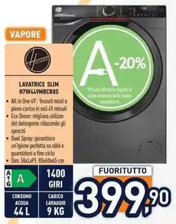 Unieuro Hoover LAVATRICE SLIM H7W449MBCR8S offerta
