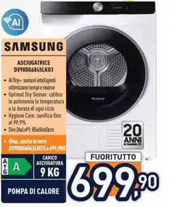 Unieuro SAMSUNG ASCIUGATRICE DV90D66845LKU3 offerta