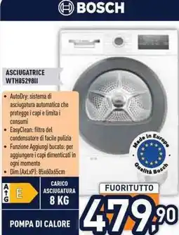 Unieuro BOSCH ASCIUGATRICE WTH8529811 offerta