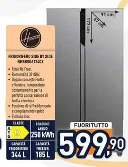Unieuro Hoover FRIGORIFERO SIDE BY SIDE HHSBS06174DX offerta
