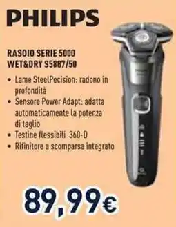 Unieuro PHILIPS RASOIO SERIE 5000 WET&DRY S5887/50 offerta