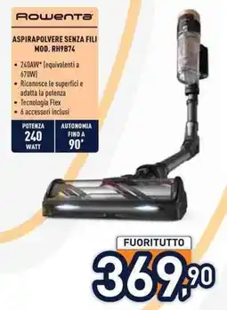 Unieuro Rowenta ASPIRAPOLVERE SENZA FILI MOD. RH9B74 offerta