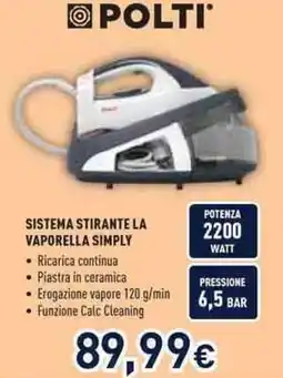 Unieuro Polti sistema stirante la vaporella simply offerta