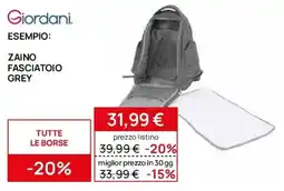 Prenatal Giordani zaino fasciatoio grey offerta