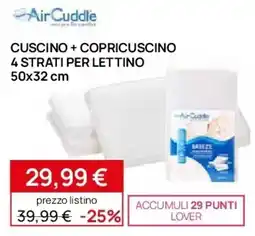 Prenatal Aircuddle cuscino + copricuscino 4 strati per lettino 50x32 cm offerta