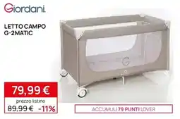 Prenatal Giordani letto campo G-2matic offerta