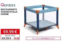 Prenatal Giordani. box quadrato oceano stelle marine offerta