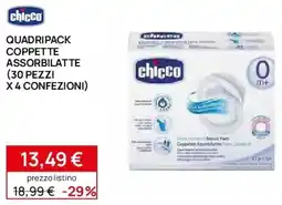 Prenatal Chicco quadripack coppette assorbilatte (30 pezzi x4 confezioni) offerta