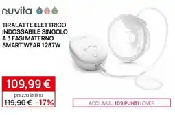 Prenatal Nuvita tiralatte elettrico indossabile singolo A 3 fasi materno smart wear 1287W offerta