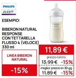Prenatal PHILIPS biberon natural response con tettarella flusso 4 (veloce) offerta