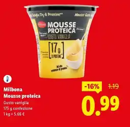 Lidl Milbona Mousse proteica Gusto vaniglia offerta