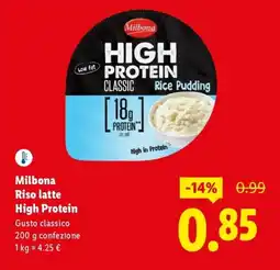 Lidl Milbona Riso latte High Protein Gusto classico offerta