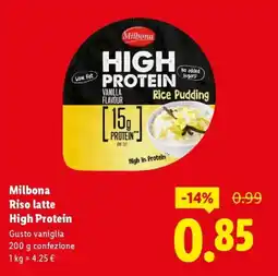 Lidl Milbona Riso latte High Protein Gusto vaniglia offerta