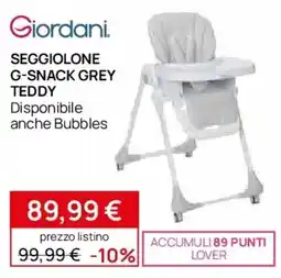 Prenatal Giordani. seggiolone g-snack grey teddy offerta