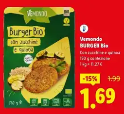 Lidl Vemondo Burger Bio Con zucchine e quinoa offerta