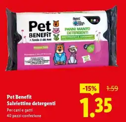 Lidl Pet Benefit Salviettine detergenti Per cani e gatti offerta