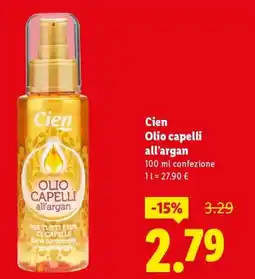 Lidl Cien Olio capelli all'argan offerta