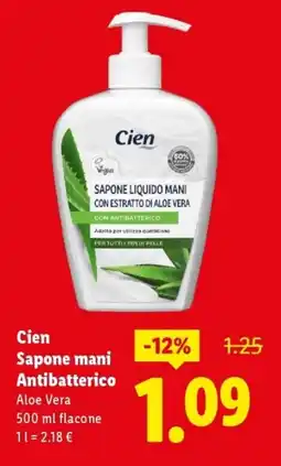 Lidl Cien Sapone mani Antibatterico Aloe Vera offerta