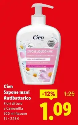 Lidl Cien Sapone mani Antibatterico Fiori di Loro e Camomilla offerta