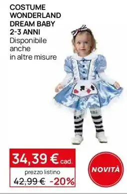 Prenatal Costume wonderland dream baby 2-3 anni offerta