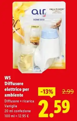 Lidl W5 Diffusore elettrico per ambiente Diffusore + ricarica Vaniglia offerta