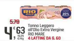 Supermercati Dok Tonno Leggero all'Olio Extra Vergine RIO MARE offerta