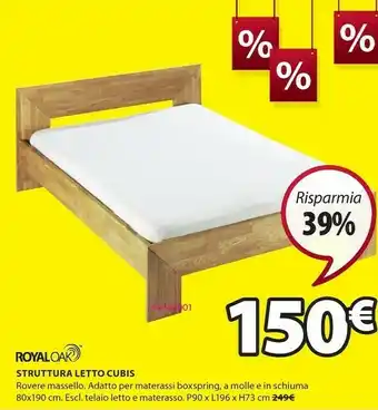 JYSK Royal oak struttura letto cubis 80x190 rovere offerta