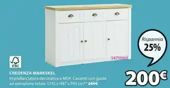 JYSK Credenza markskel 3 ante bianco/rovere offerta