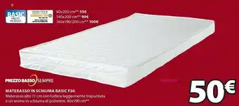 JYSK Materasso in schiuma 80x190 basic f30 offerta