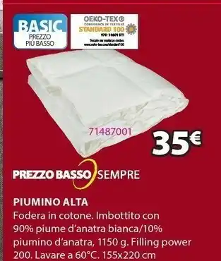 JYSK Piumino alta caldo 155x220 offerta
