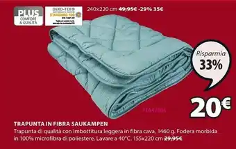 JYSK Trapunta saukampen calda 155x220 offerta