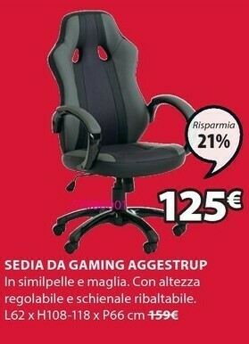 JYSK Sedia da gaming aggestrup offerta