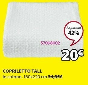 JYSK Copriletto tall 160x220 bianco sporco offerta