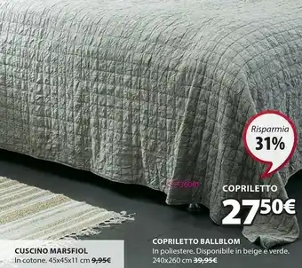 JYSK Copriletto ballblom 240x260 beige offerta