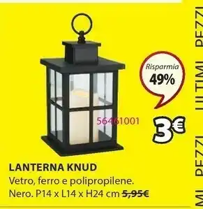 JYSK Lanterna knud p14xl14xh24cm nero con led offerta